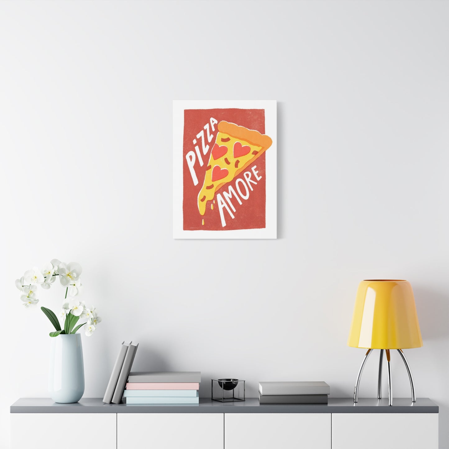 Pizza Amore Canvas Wall Art — Heart Slice Matte Stretched Print