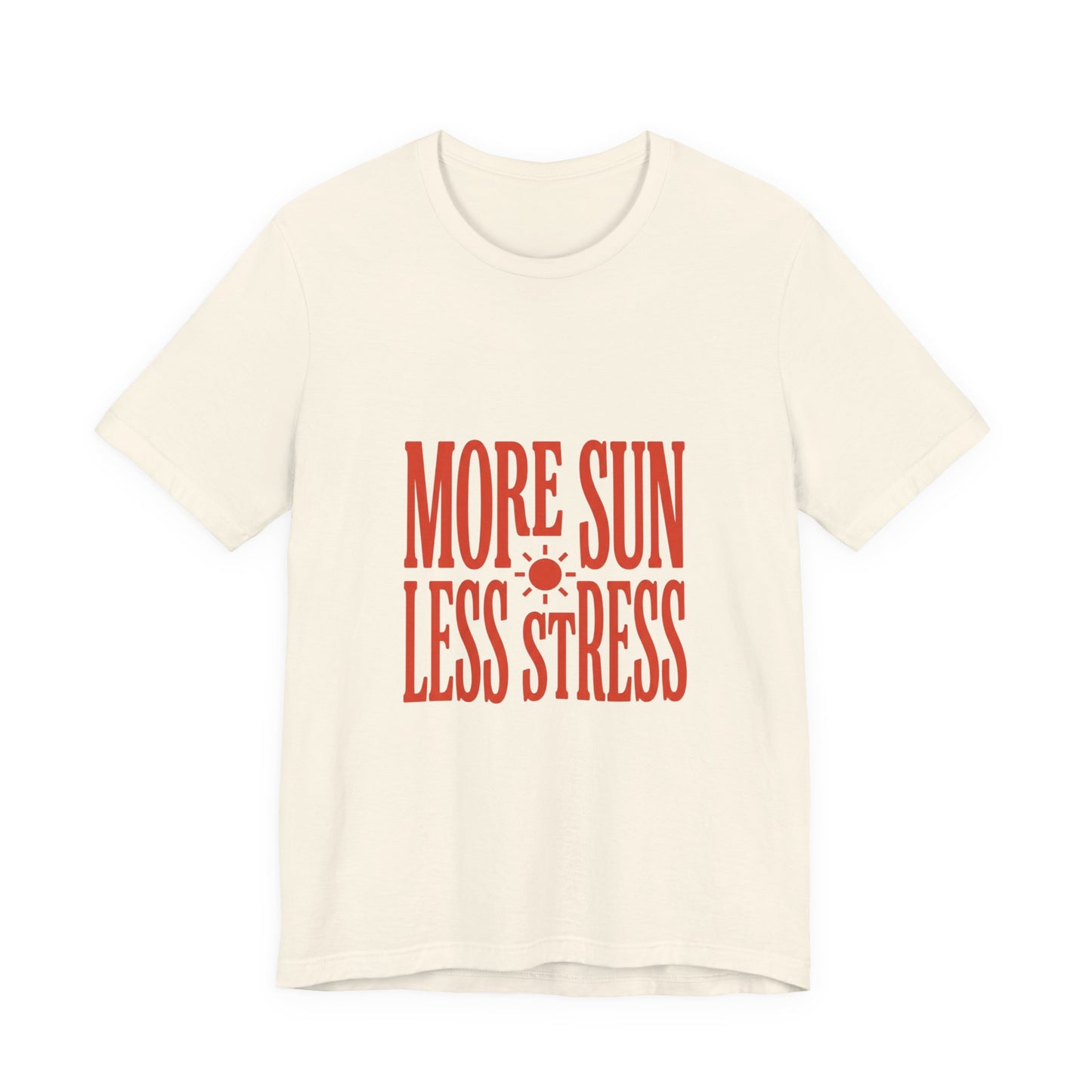 More Sun Less Stress Tee | Y2K slogan, nostalgic summer typography