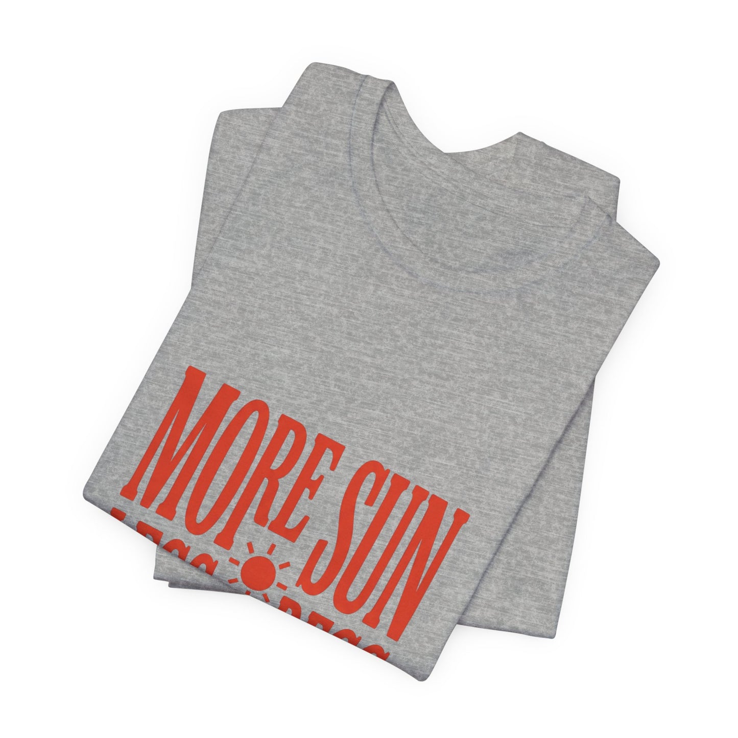 More Sun Less Stress Tee | Y2K slogan, nostalgic summer typography