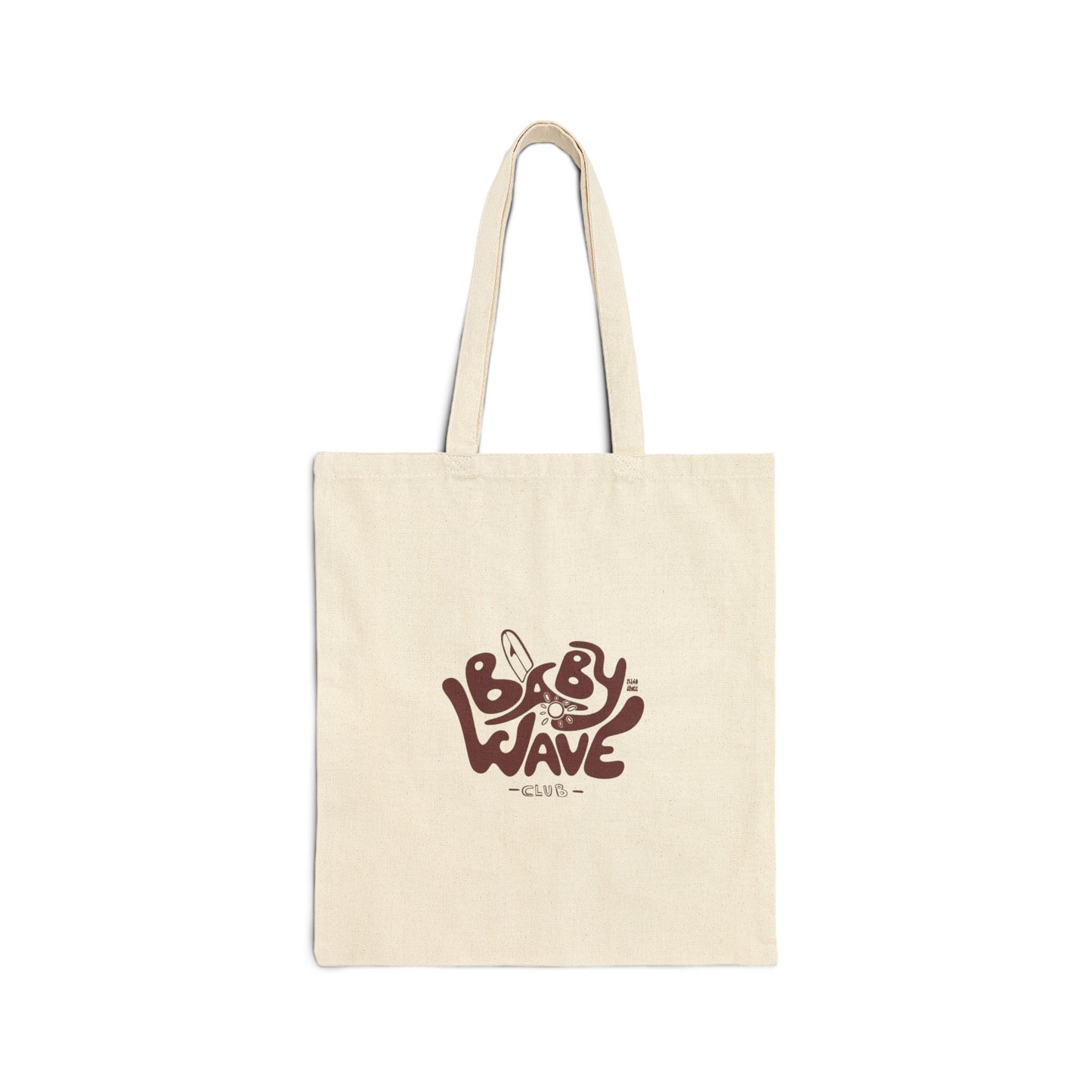 Baby Wave Canvas Tote Bag — Retro Surf Graphic Cotton Shopper
