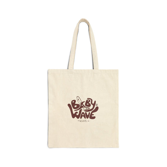 Baby Wave Canvas Tote Bag — Retro Surf Graphic Cotton Shopper
