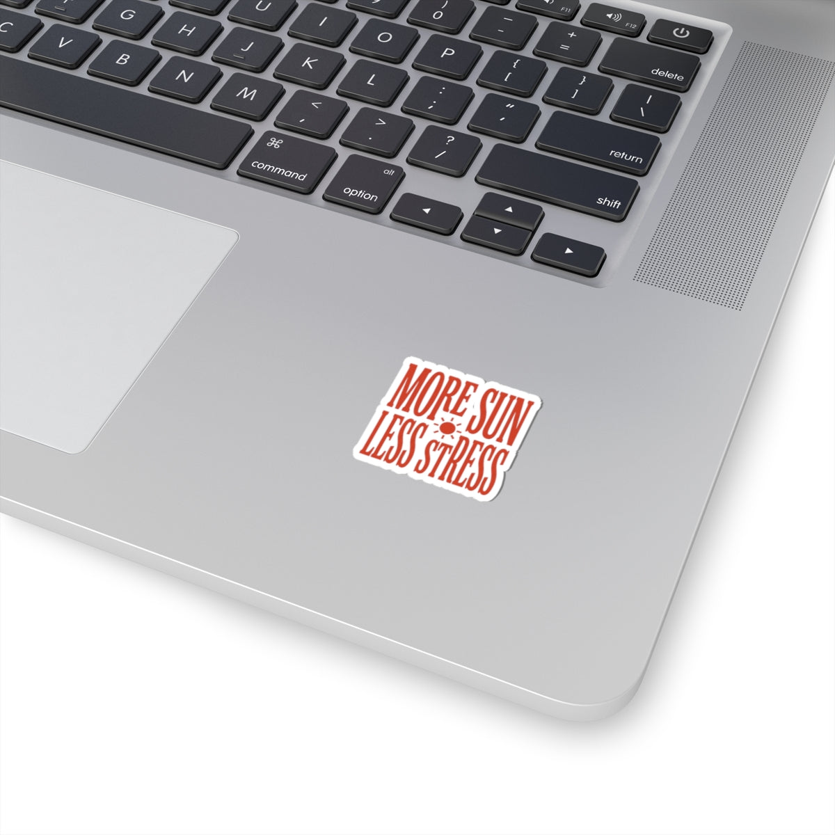 More Sun Less Stress Kiss-Cut Sticker | Y2K Slogan, Retro Typography