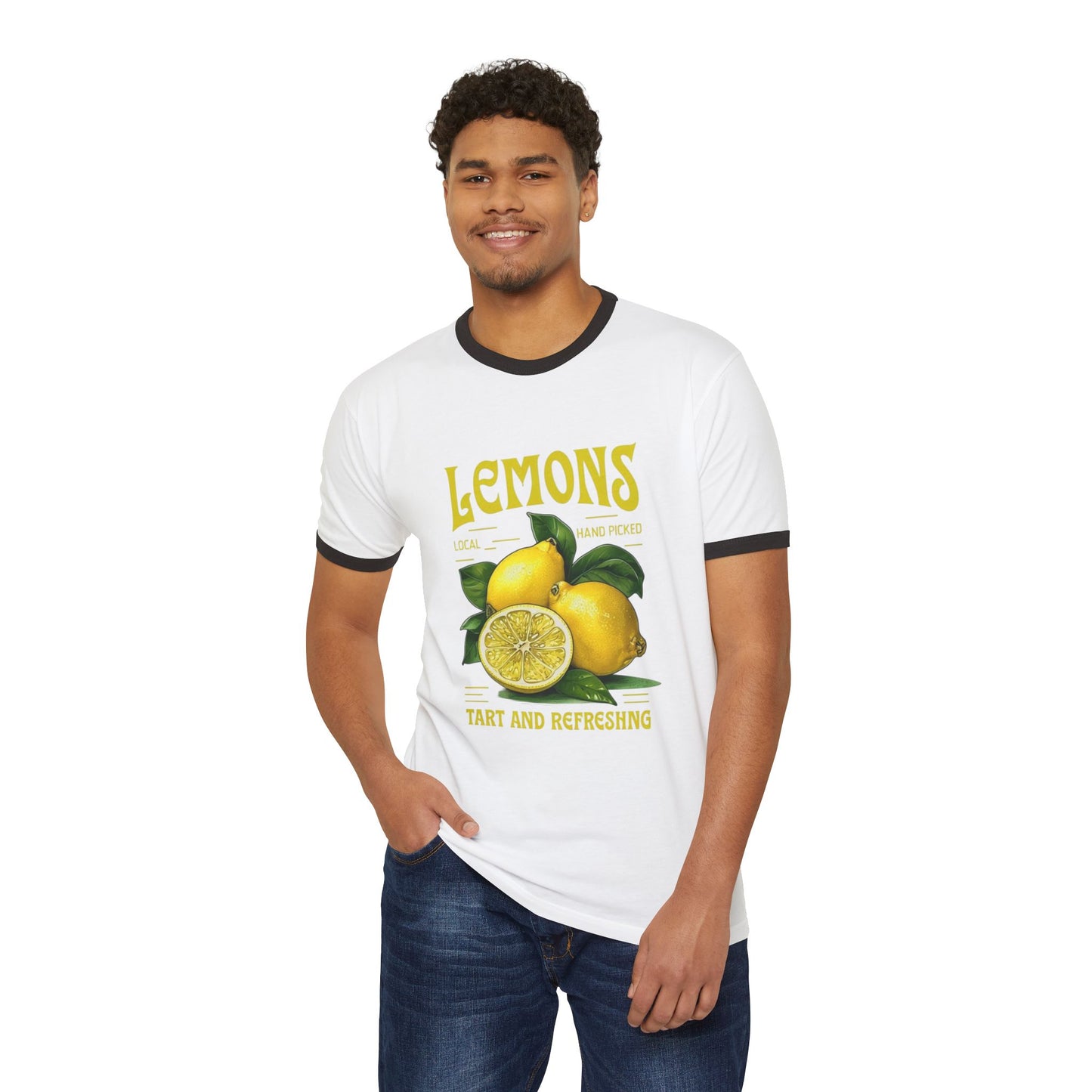 Lemons Vintage Graphic Ringer Tee – "Tart and Refreshing" Fruit Shirt
