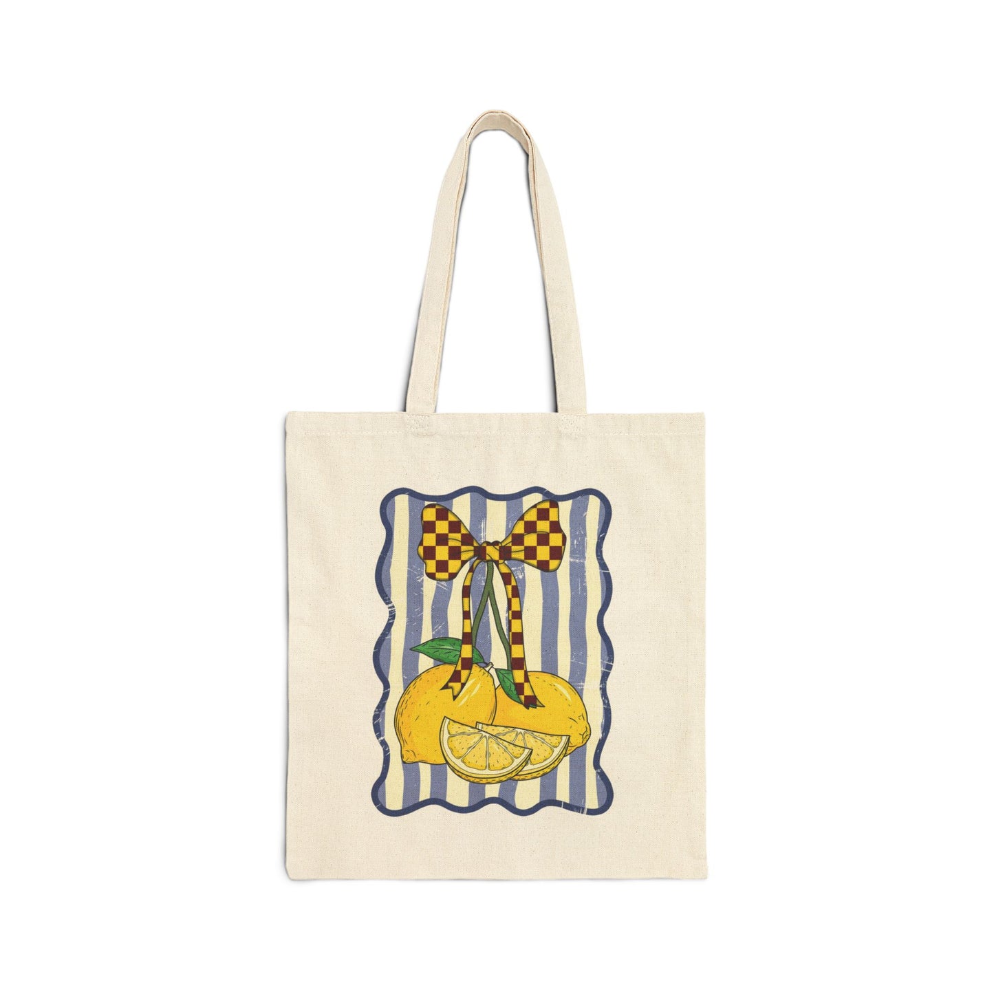 Tote - Lemon Bow Canvas Tote Bag | Summer Citrus Market Tote