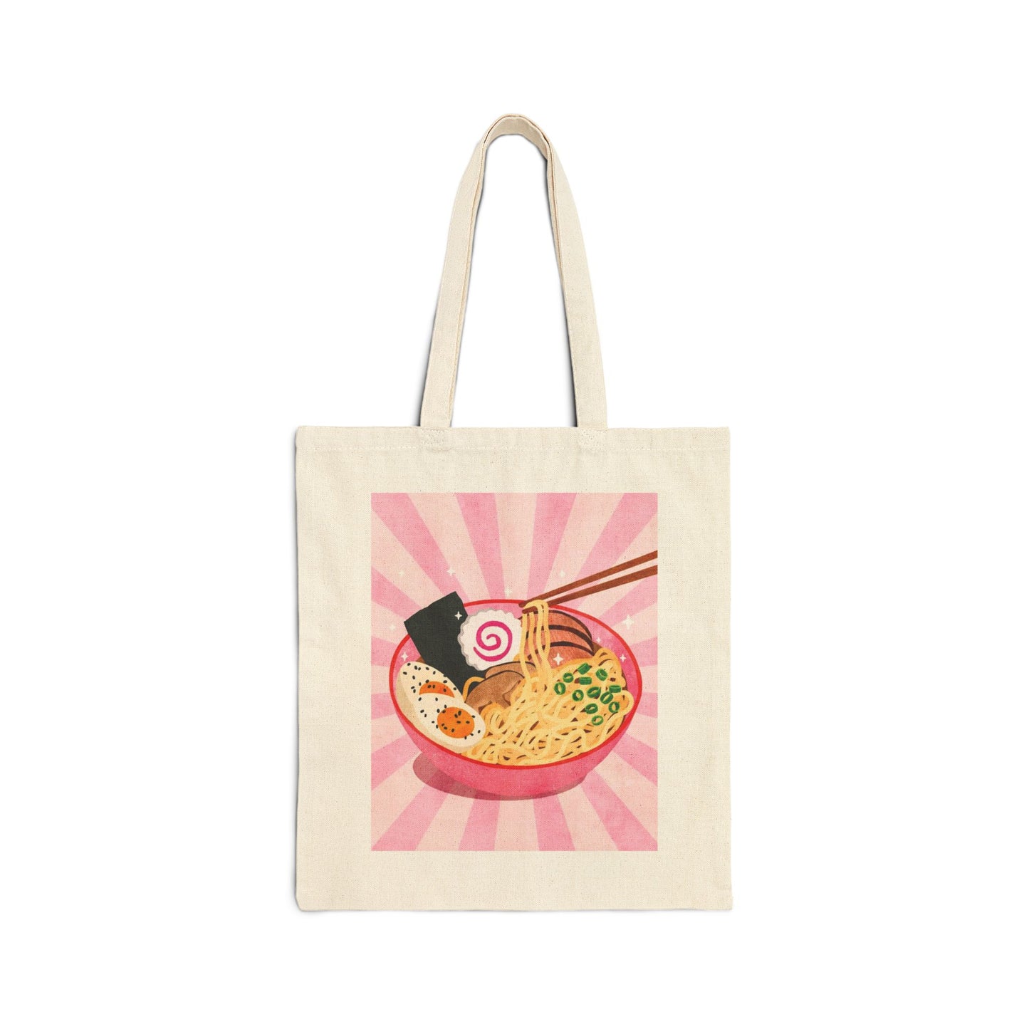 Ramen Bowl Cotton Tote — Cute Pink Japanese Noodle Market Bag