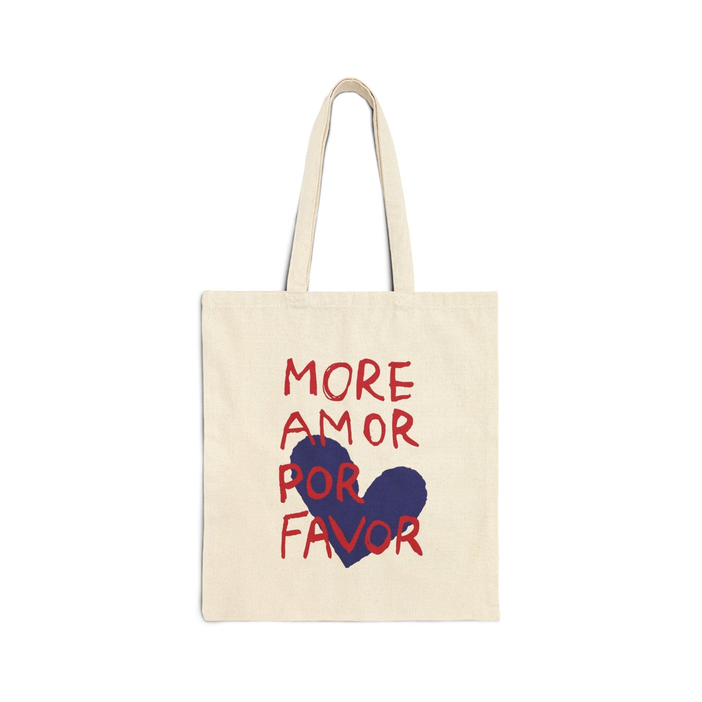Tote Bag — "More Amor Por Favor" Canvas Tote (Spanish Love Heart Eco Shopper)