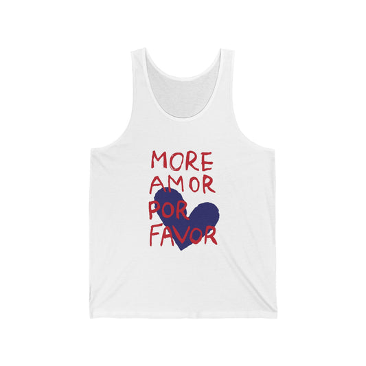 More Amor Por Favor Tank Top - Spanish Love Heart Graphic Jersey Tank
