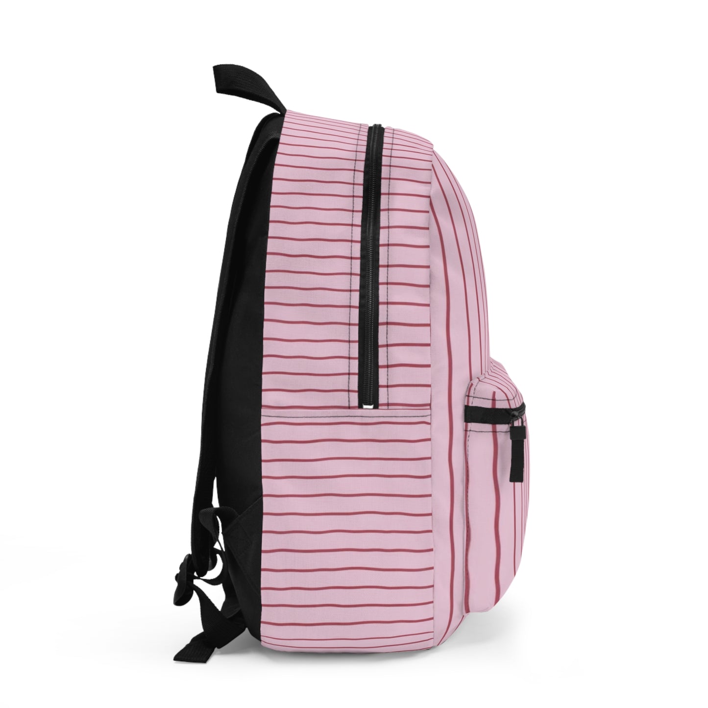 Pink Striped Backpack — Cute Minimal School & Everyday Bag