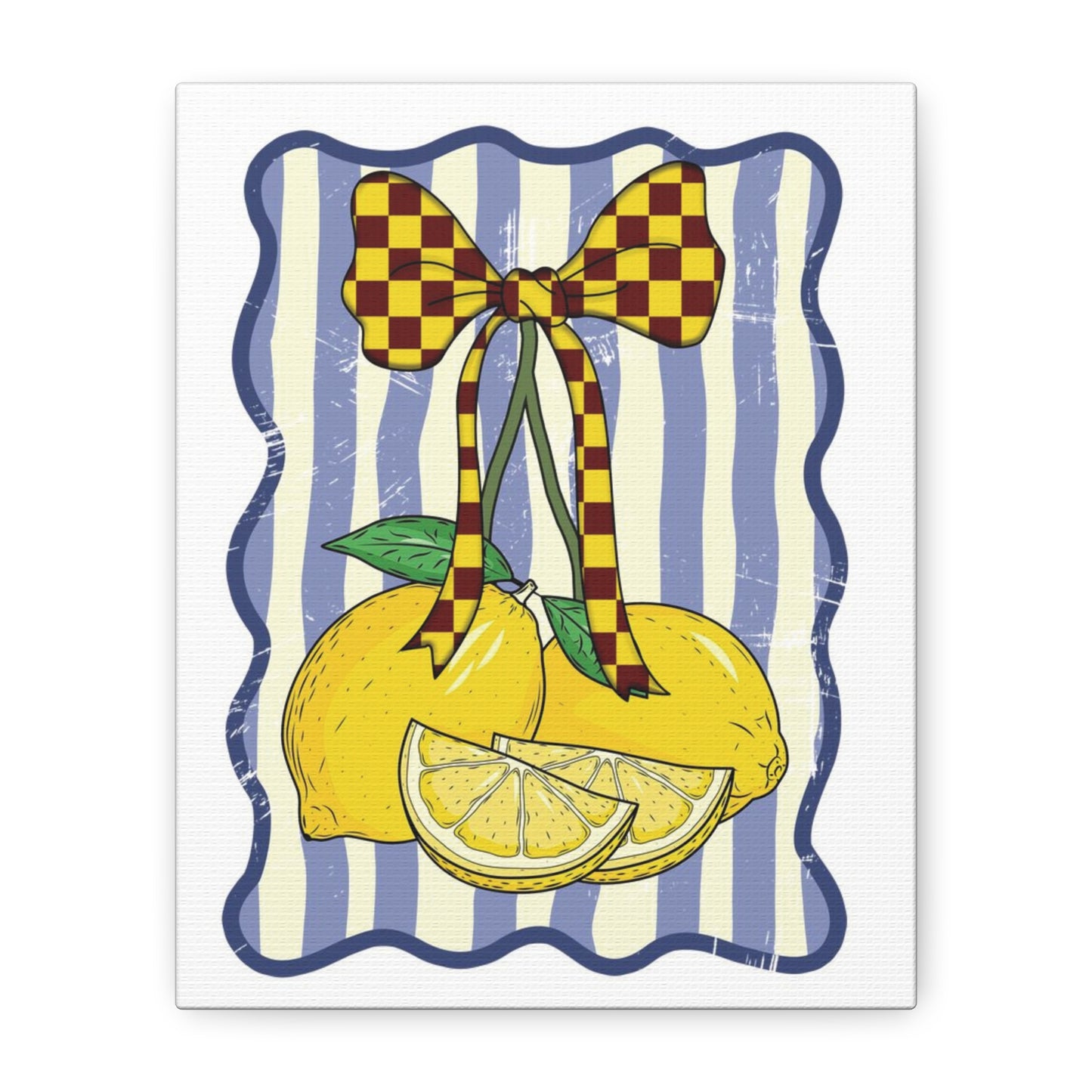 Lemon Bow Canvas Wall Art — Yellow Citrus Kitchen Decor