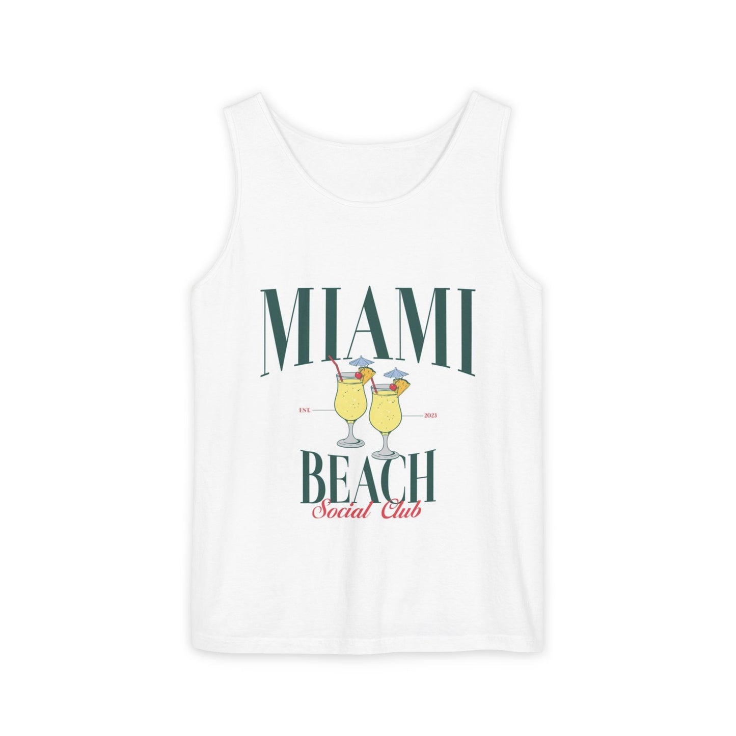 Miami Beach Cocktail Graphic Tank Top | Tropical Lemonade Vacation Tee