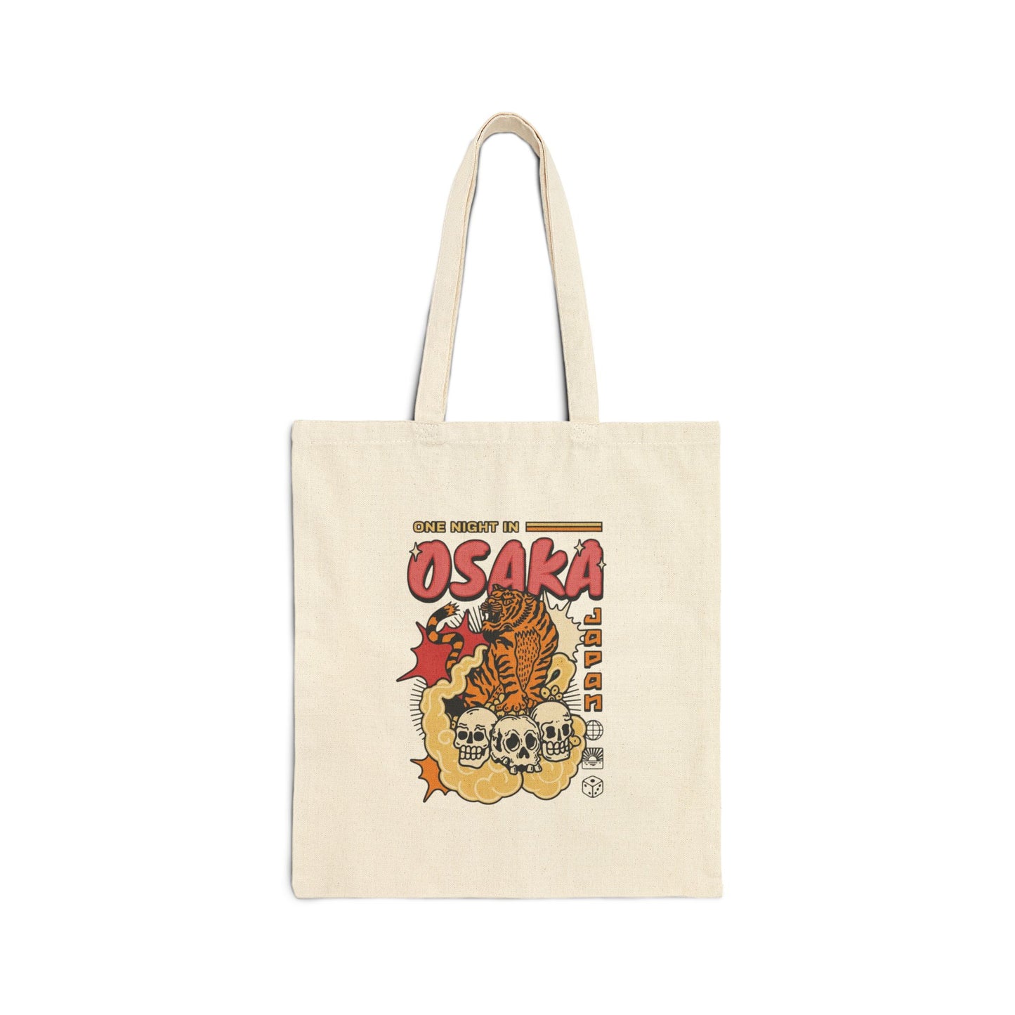 Osaka Tiger Skull Tote Bag – Vintage Japanese Street Art Canvas Tote