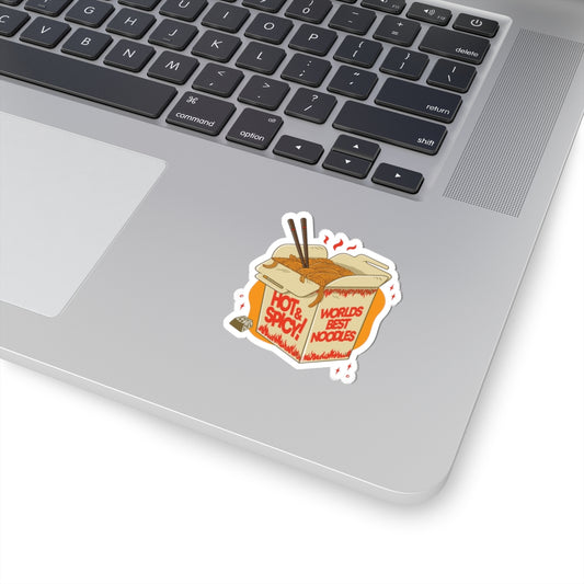 Hot & Spicy Noodle Box Sticker — "World's Best Noodles" Kiss-Cut Sticker
