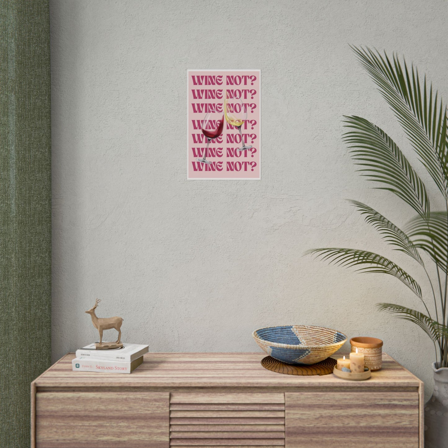 Wine Not? Rolled Poster – Fun Retro Wine Print for Kitchen or Bar Decor