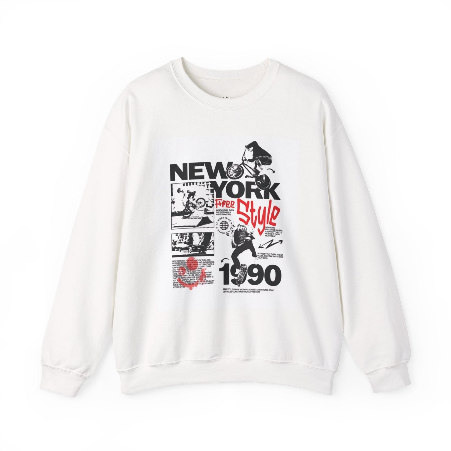 New York 1990 Street Style Crewneck Sweatshirt | BMX Graphic