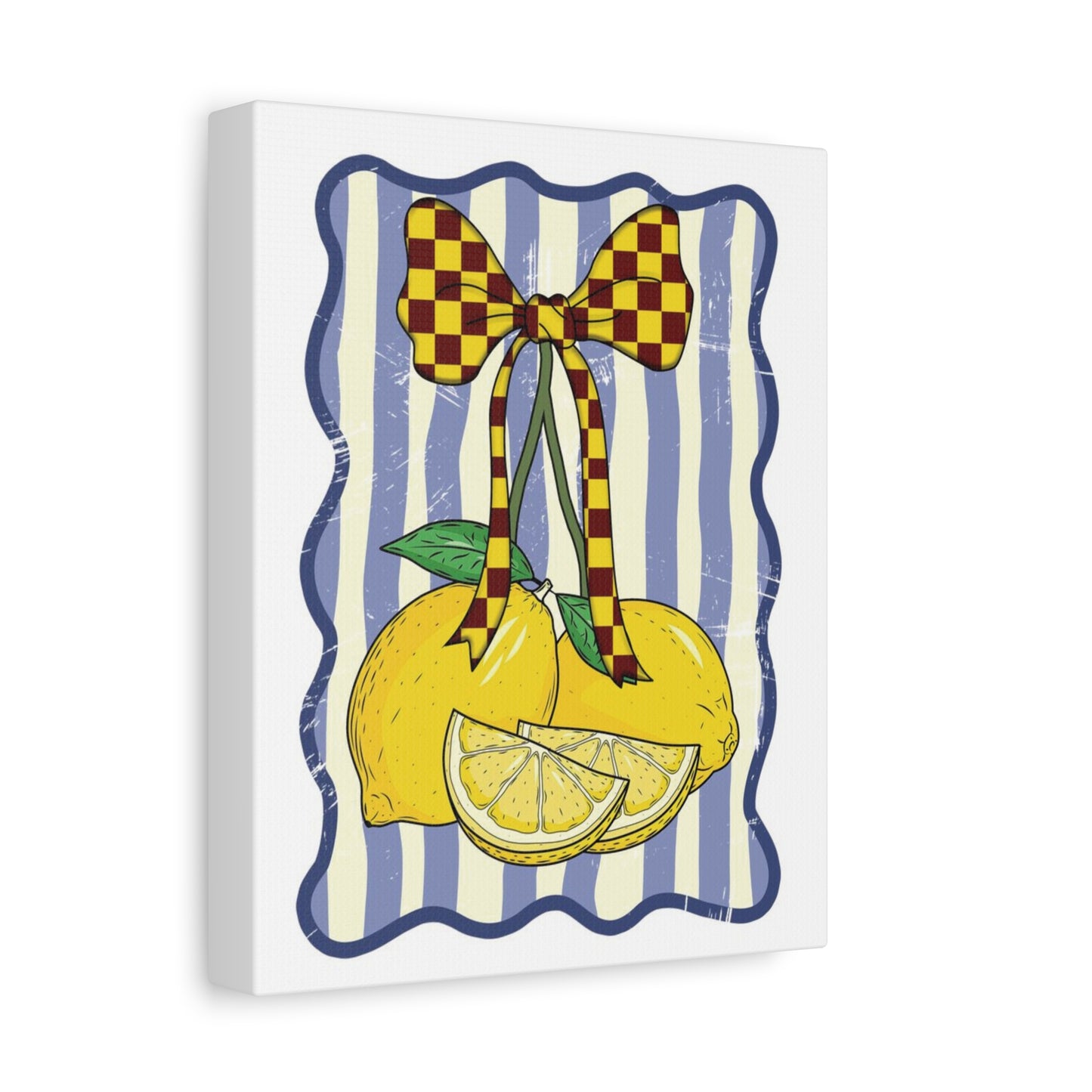 Lemon Bow Canvas Wall Art — Yellow Citrus Kitchen Decor