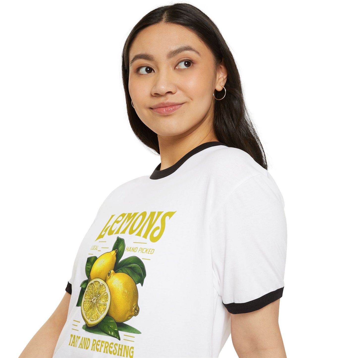 Lemons Vintage Graphic Ringer Tee – "Tart and Refreshing" Fruit Shirt