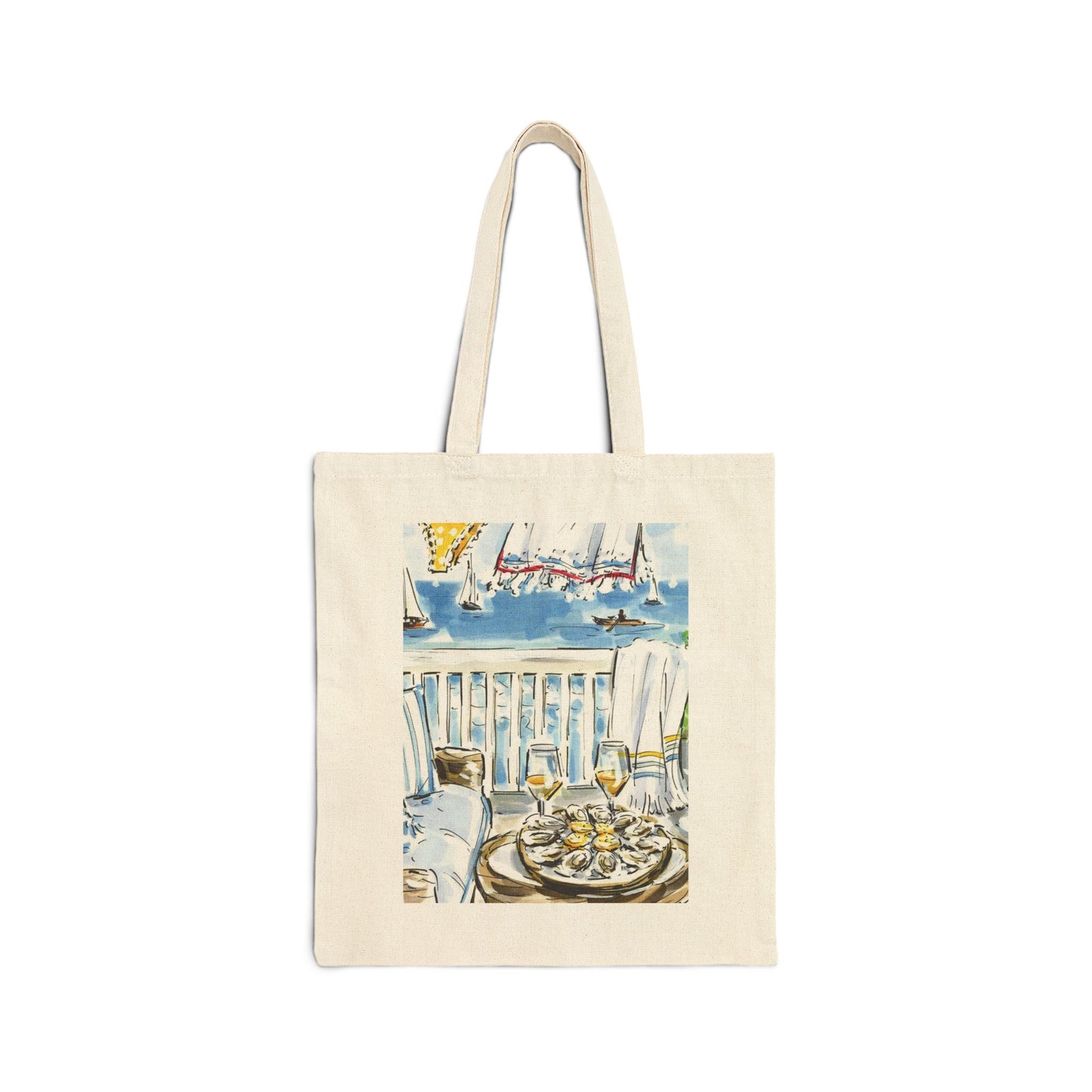 Canvas Tote Bag - "Quietly Curated" Seaside Watercolor Print