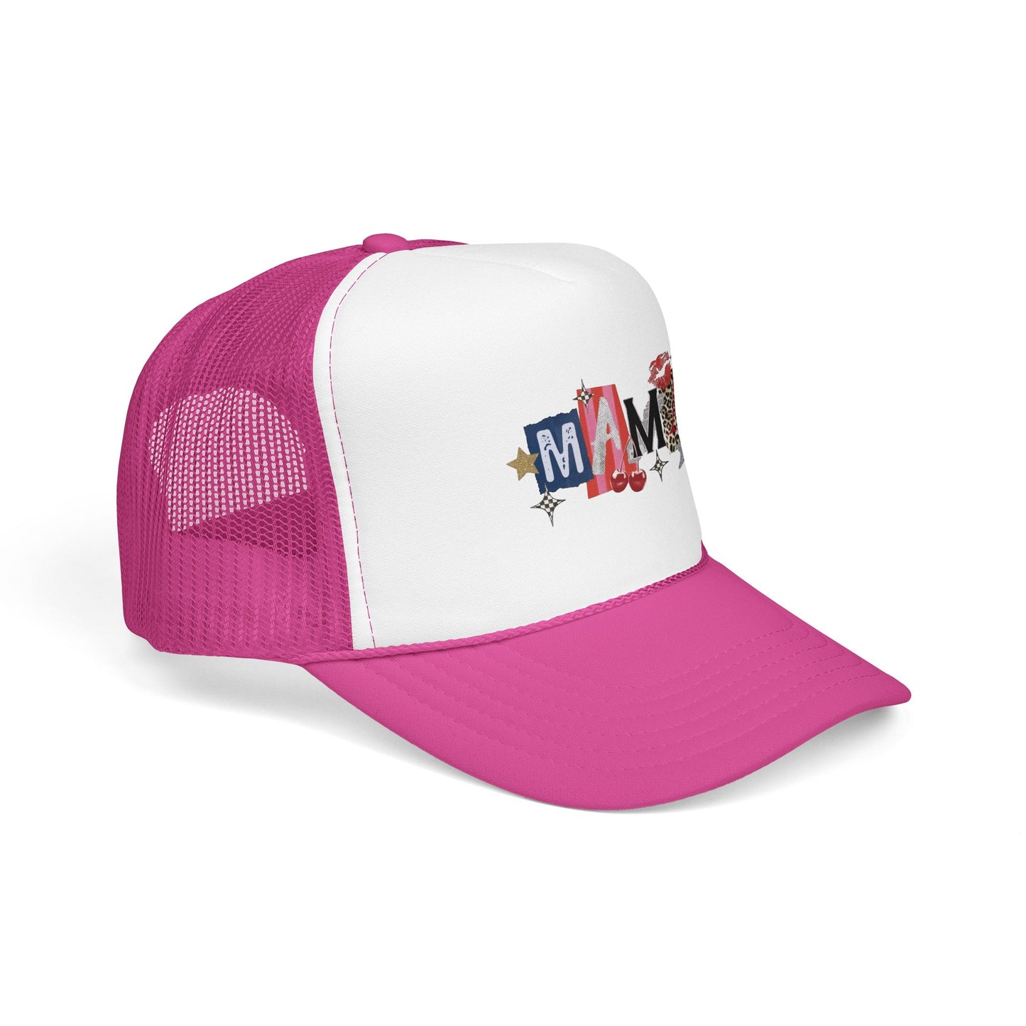 Mama Patriotic Trucker Hat – Red White Blue Star Foam Cap