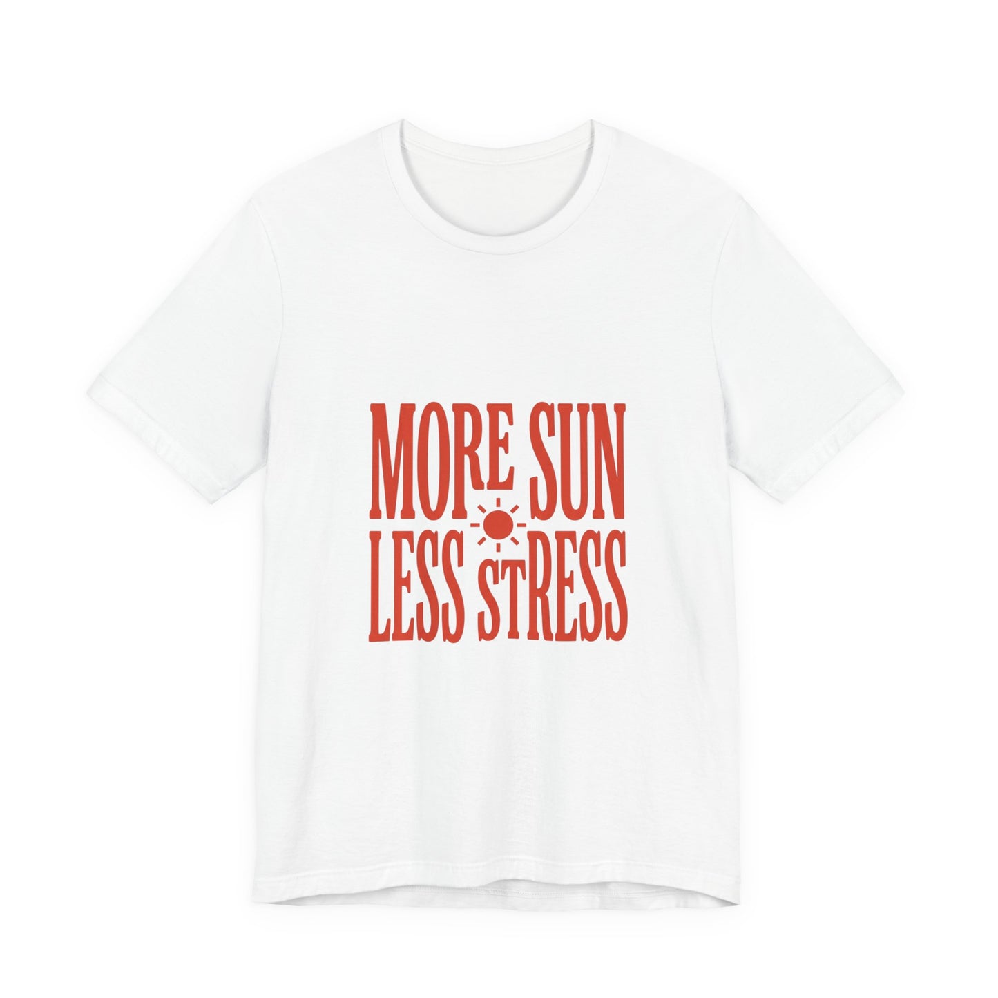 More Sun Less Stress Tee | Y2K slogan, nostalgic summer typography