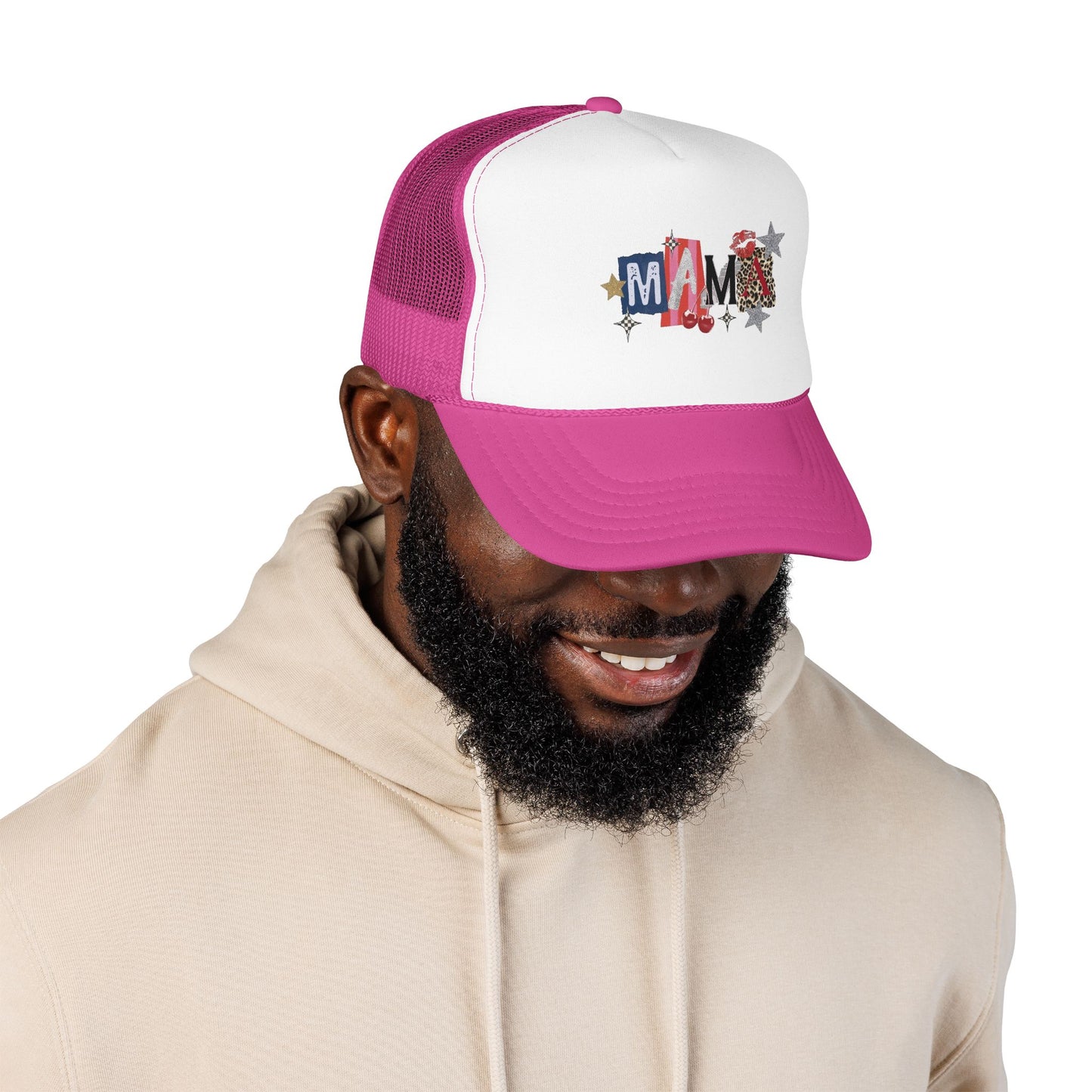 Mama Patriotic Trucker Hat – Red White Blue Star Foam Cap