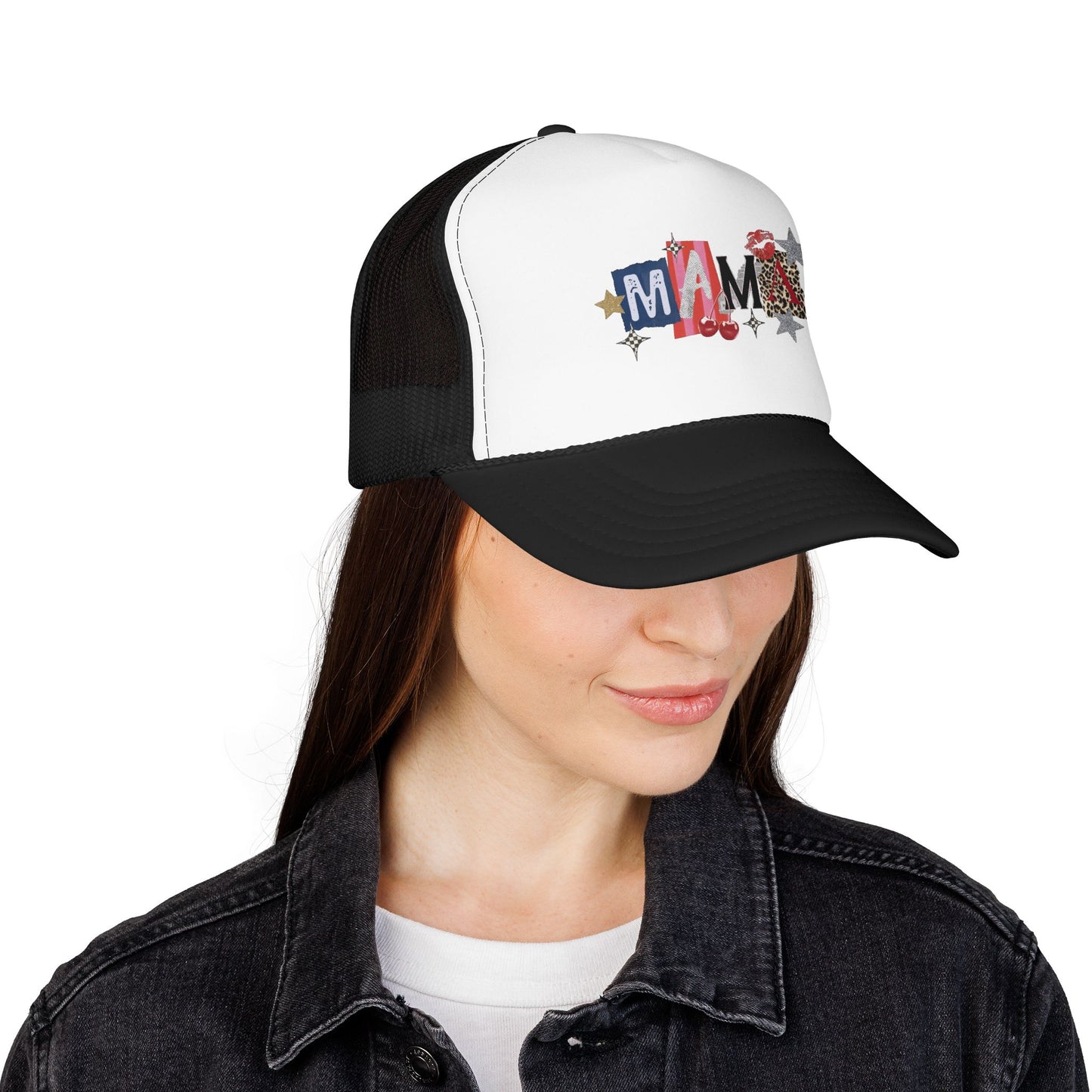 Mama Patriotic Trucker Hat – Red White Blue Star Foam Cap