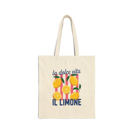 La Dolce Vita Il Limone Tote Bag — Lemon Canvas Market Tote