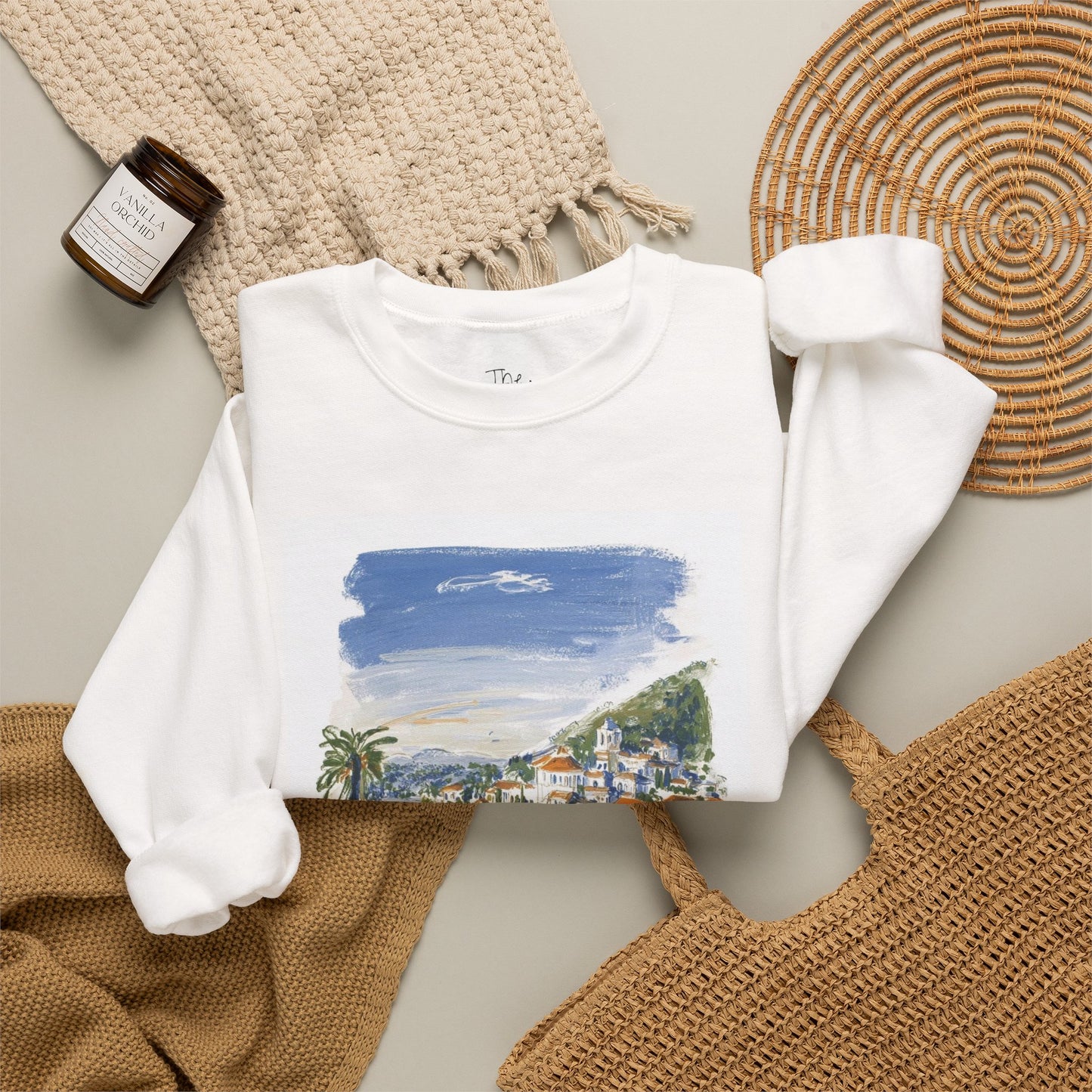 Coastal Harbor Painting Sweatshirt | Seaside Palm Beach Crewneck