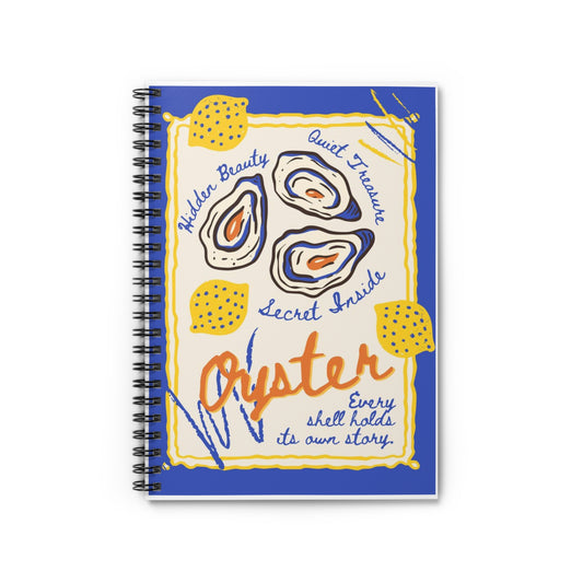 Oyster Illustration Spiral Notebook | Ruled Journal, Beach Shell Art