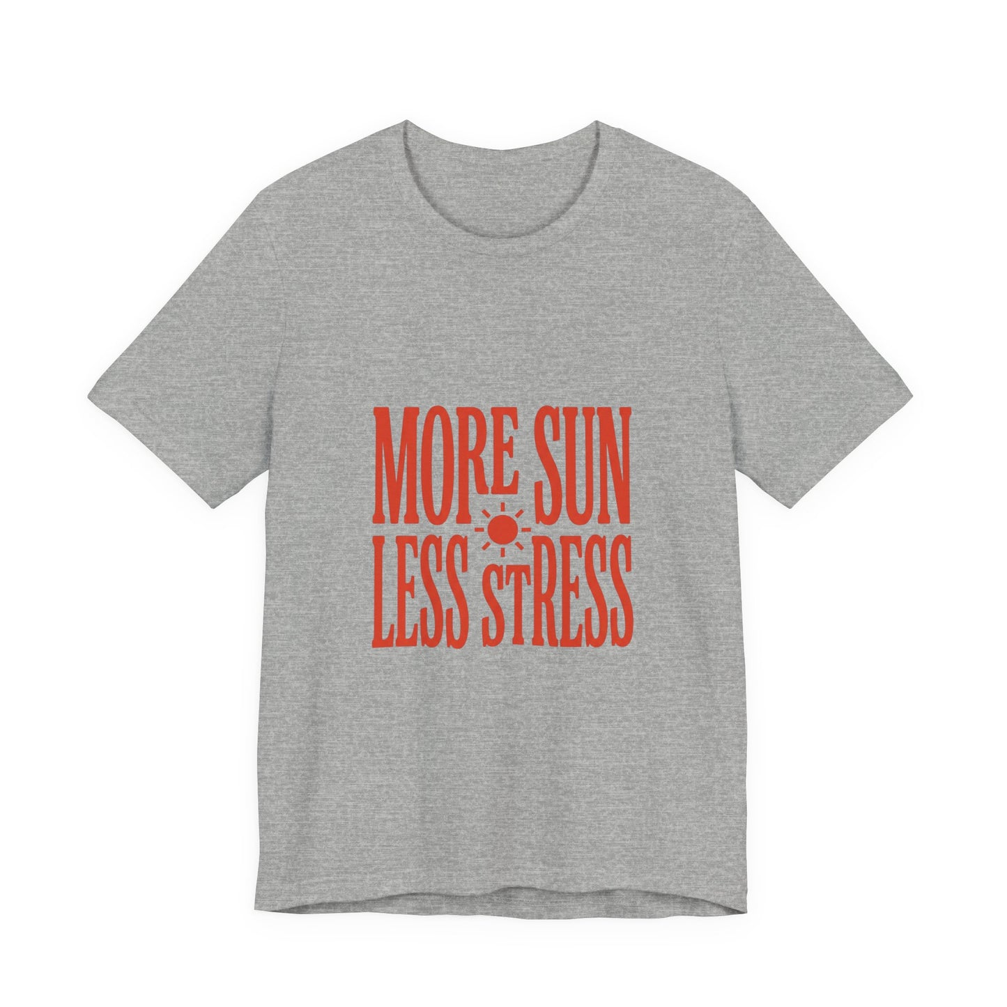 More Sun Less Stress Tee | Y2K slogan, nostalgic summer typography
