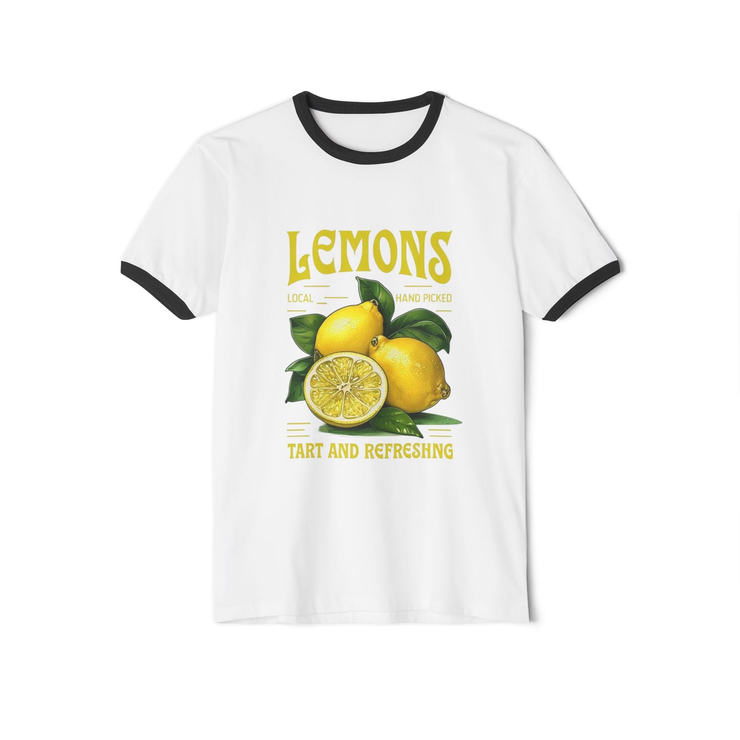 Lemons Vintage Graphic Ringer Tee – "Tart and Refreshing" Fruit Shirt