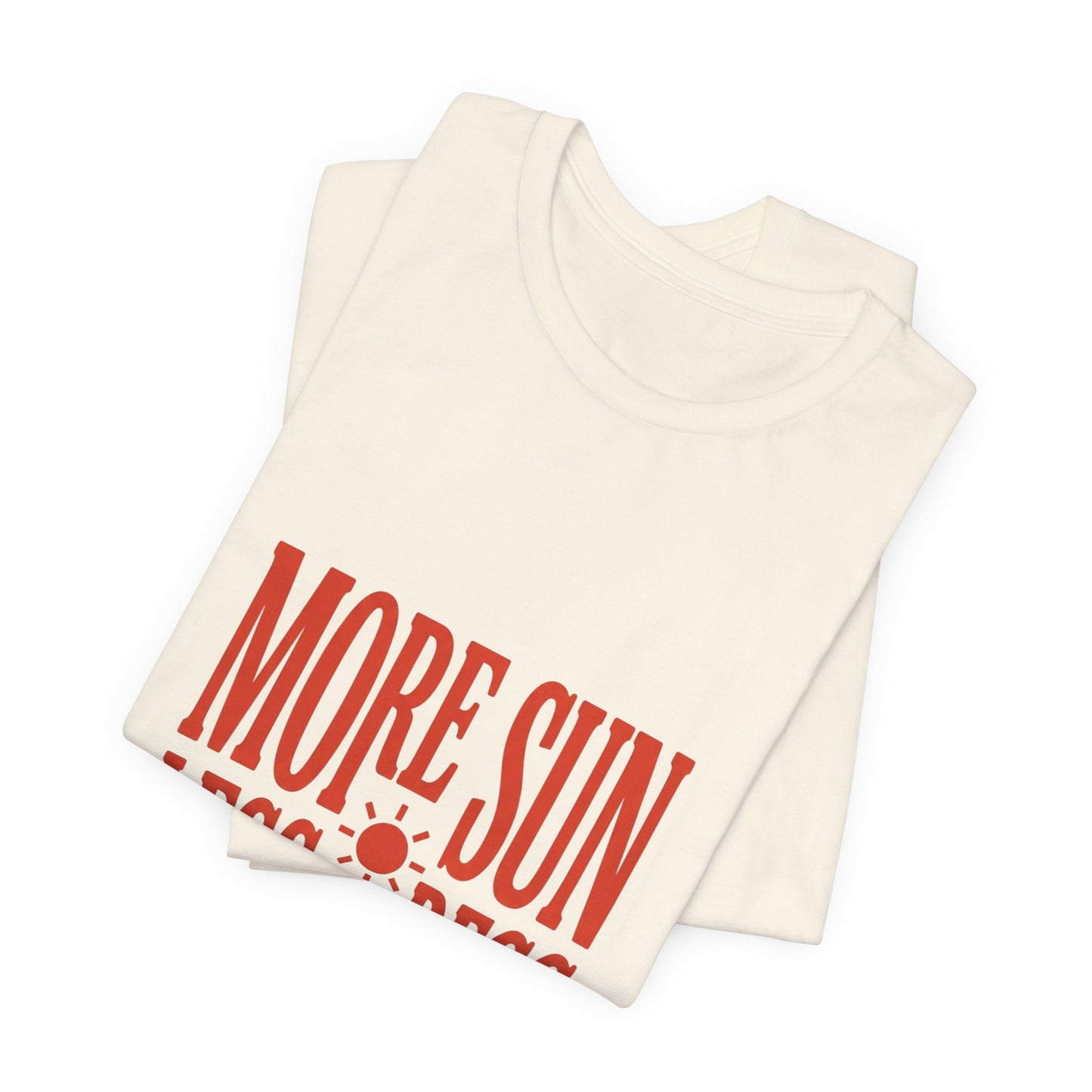 More Sun Less Stress Tee | Y2K slogan, nostalgic summer typography