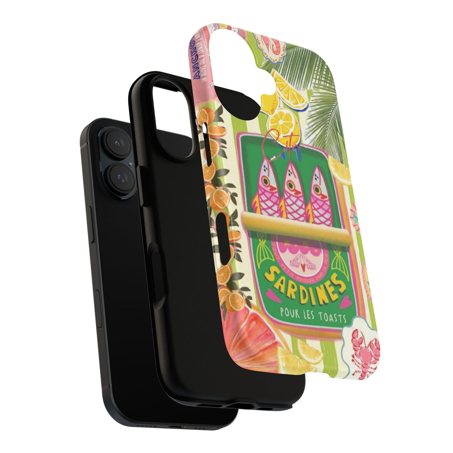 Sardines Tropical Phone Case — Colorful Retro Seafood Can Design