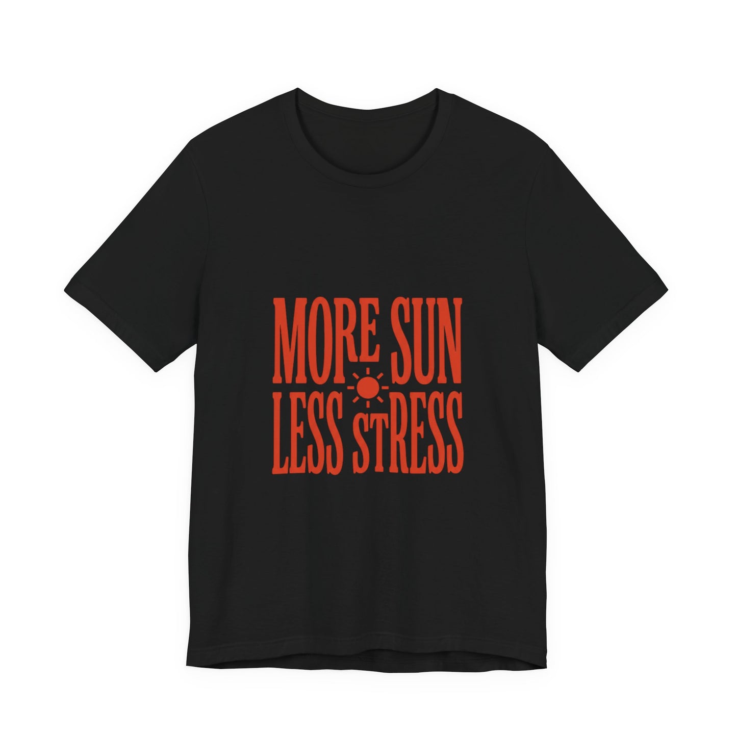 More Sun Less Stress Tee | Y2K slogan, nostalgic summer typography