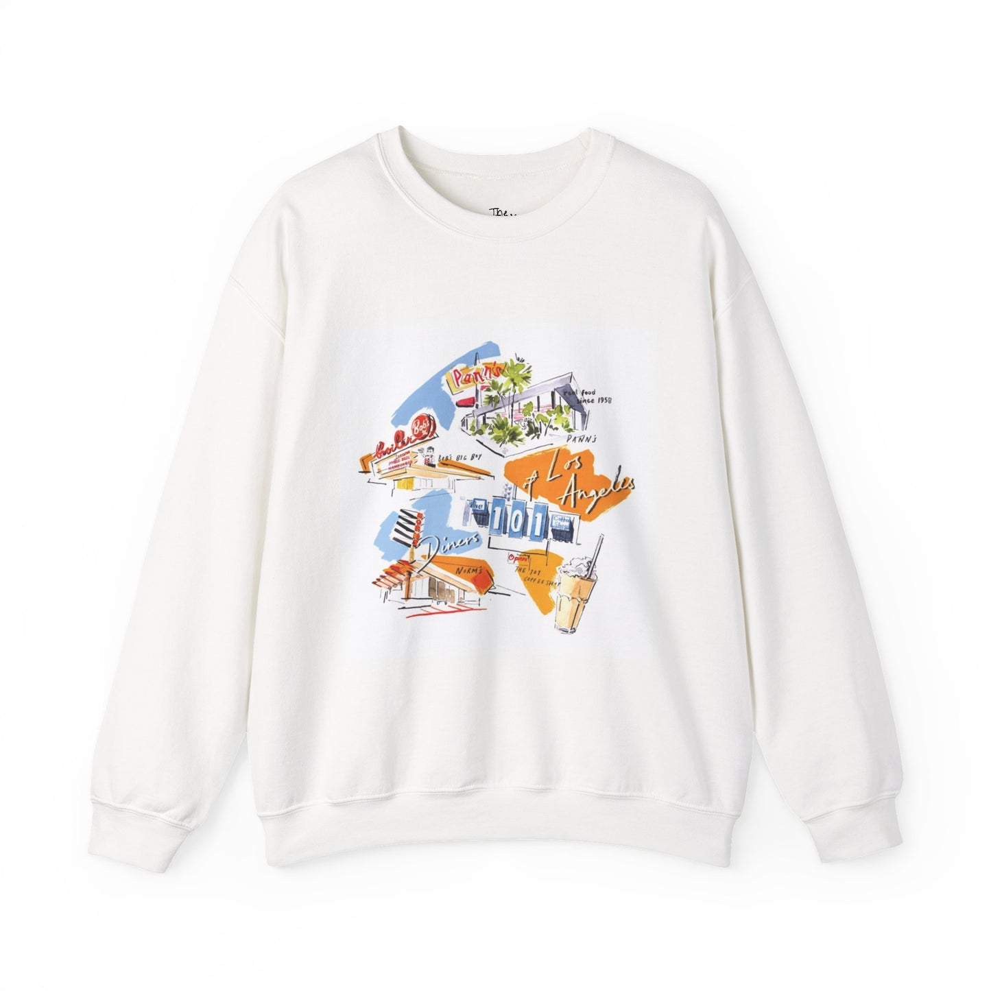 Crewneck Sweatshirt — Retro Road Trip California Postcard Design