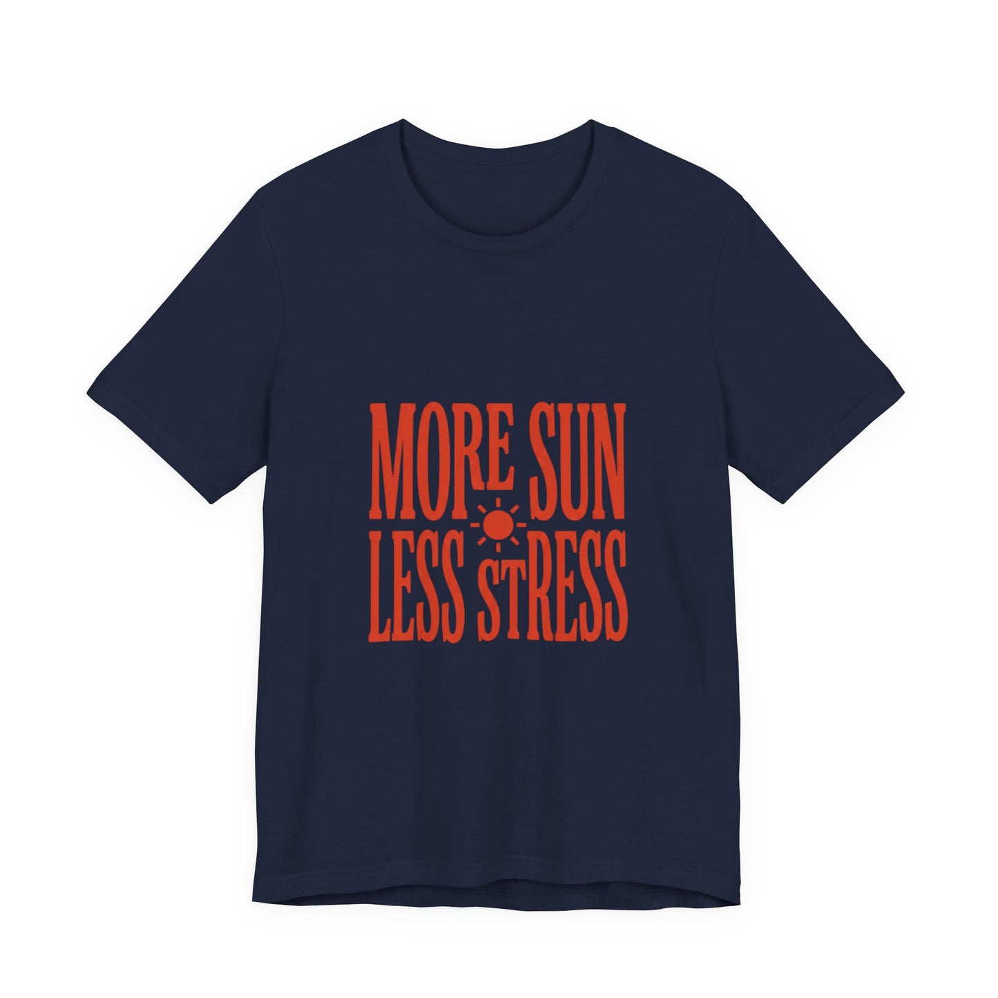 More Sun Less Stress Tee | Y2K slogan, nostalgic summer typography
