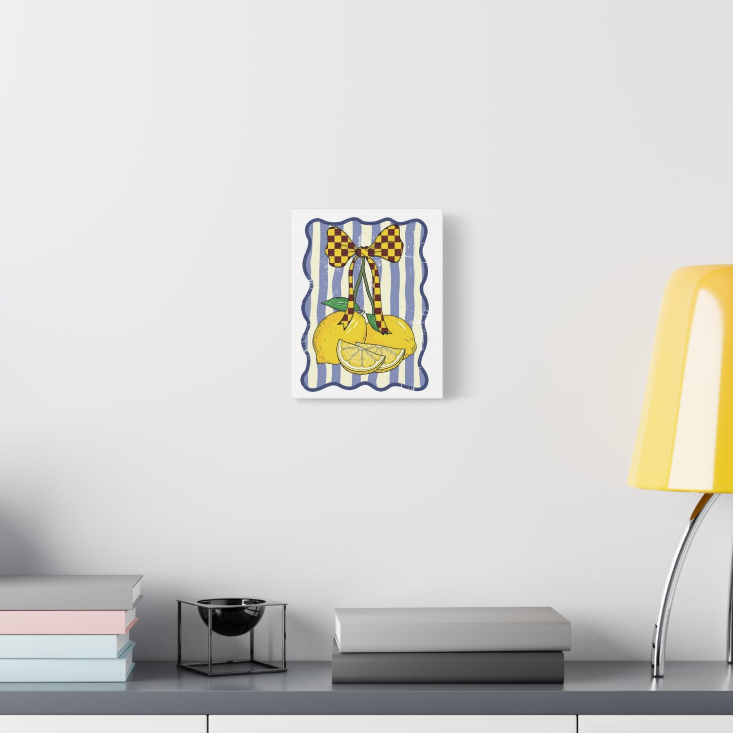 Lemon Bow Canvas Wall Art — Yellow Citrus Kitchen Decor