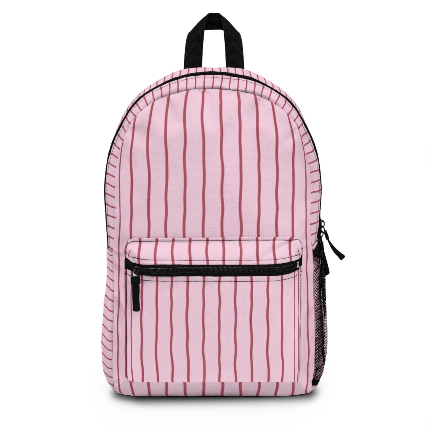 Pink Striped Backpack — Cute Minimal School & Everyday Bag