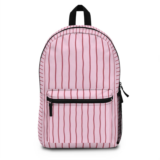 Pink Striped Backpack — Cute Minimal School & Everyday Bag