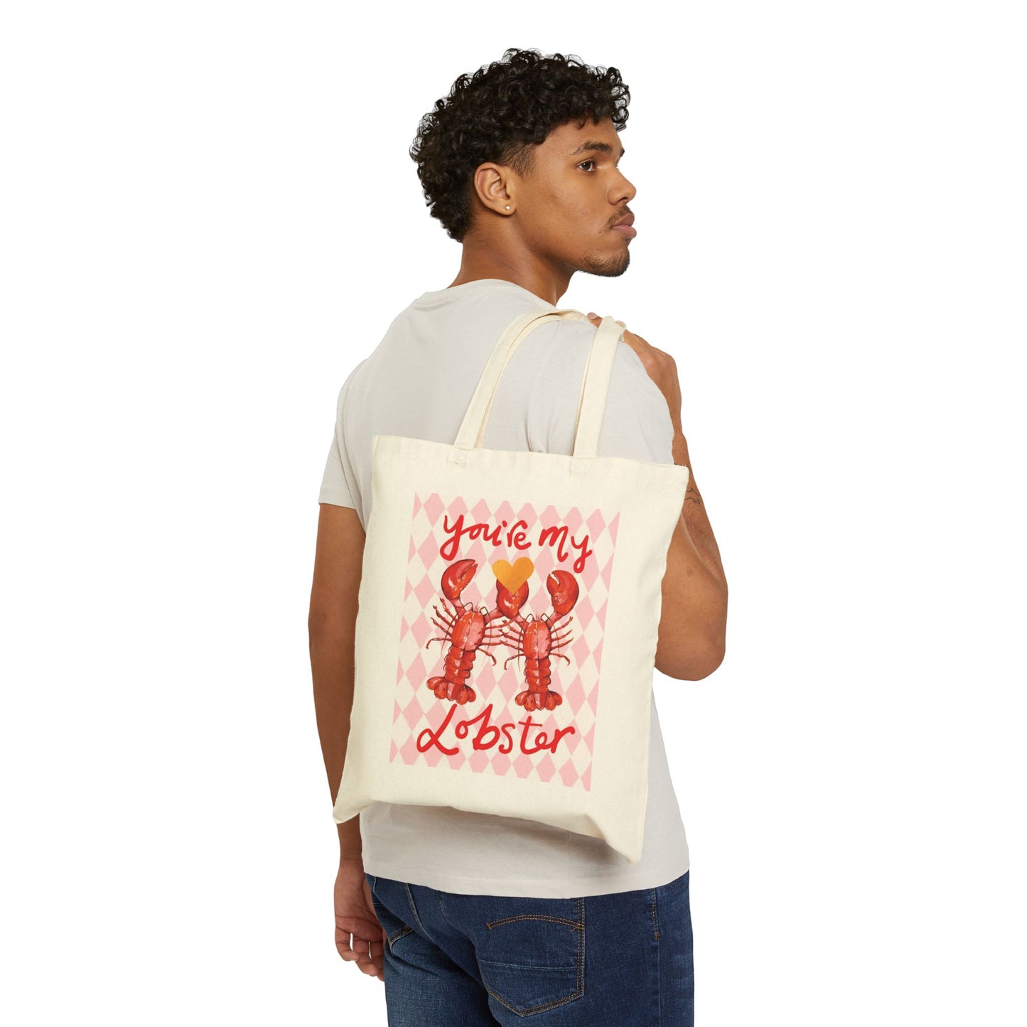 Tote Bag — "You're My Lobster" Cute Lobster Valentines Canvas Tote