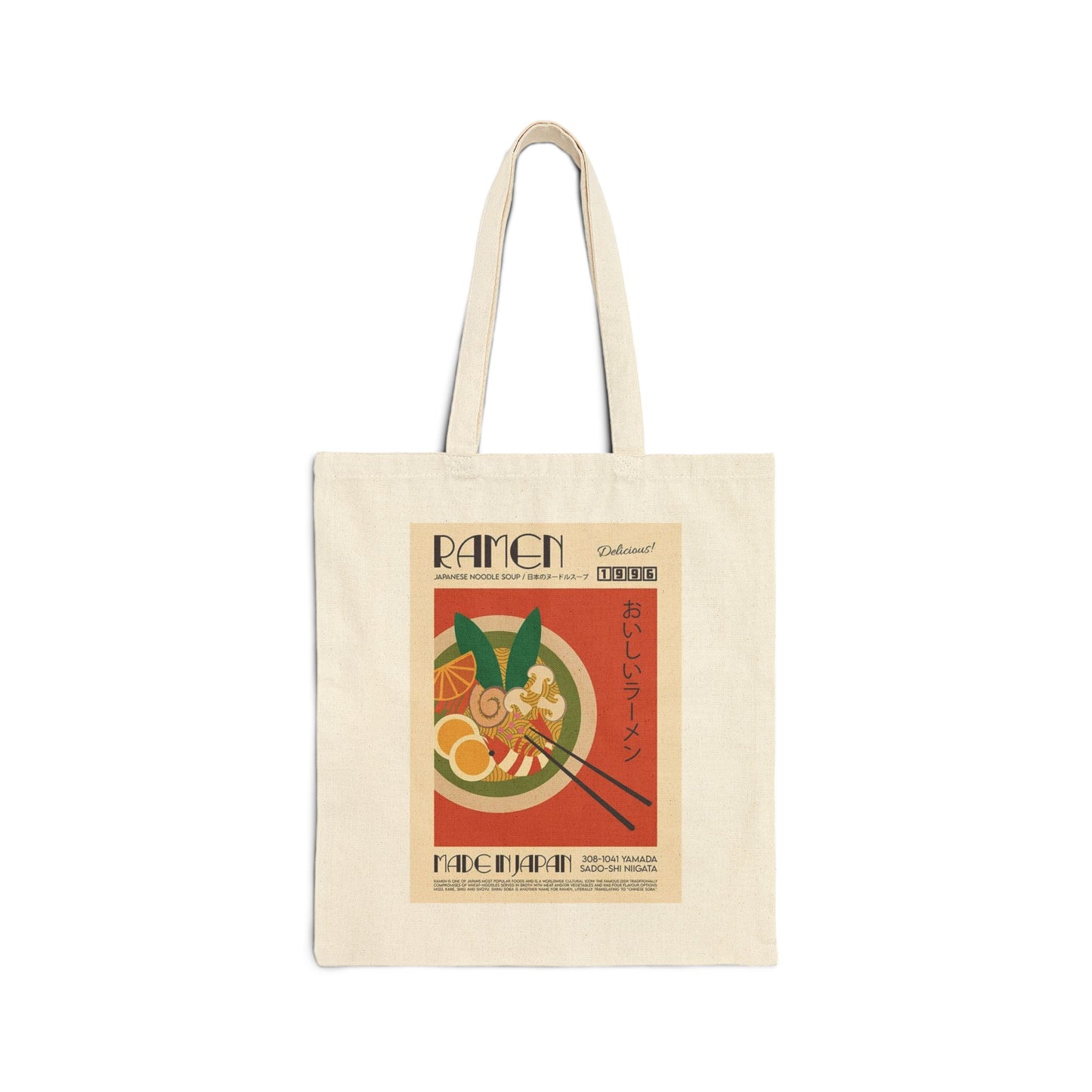 Ramen Retro Canvas Tote Bag — Vintage Japanese Noodle Poster Design