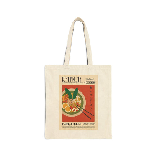 Ramen Retro Canvas Tote Bag — Vintage Japanese Noodle Poster Design