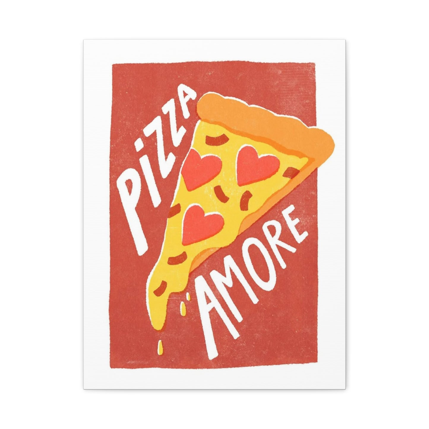 Pizza Amore Canvas Wall Art — Heart Slice Matte Stretched Print