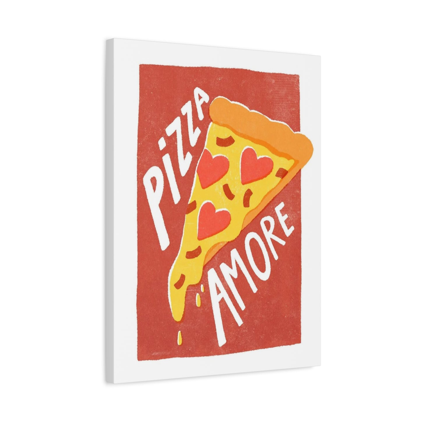 Pizza Amore Canvas Wall Art — Heart Slice Matte Stretched Print