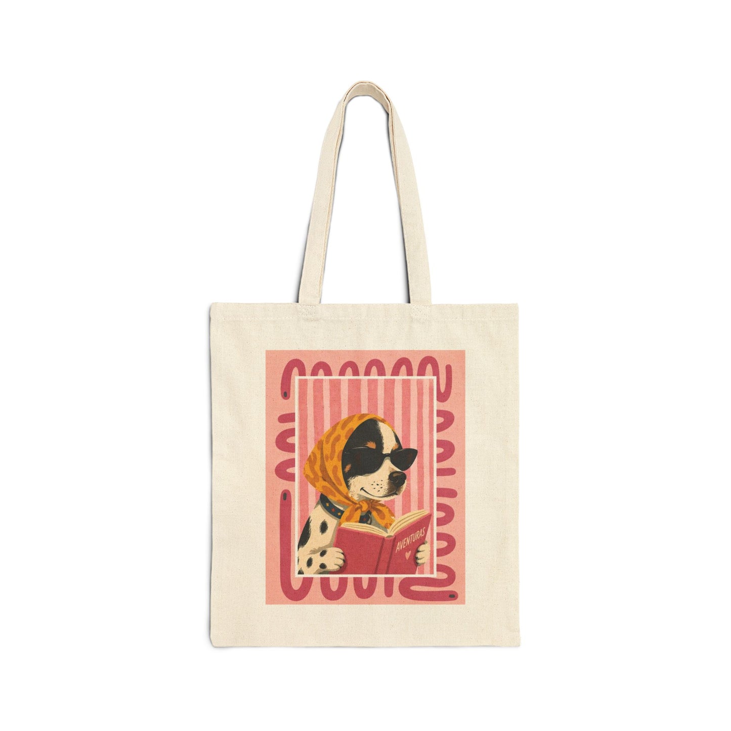 Canvas Tote Bag — Vintage Dog Reading Illustration ‘The Quietly Curated’ Cotton Shopper