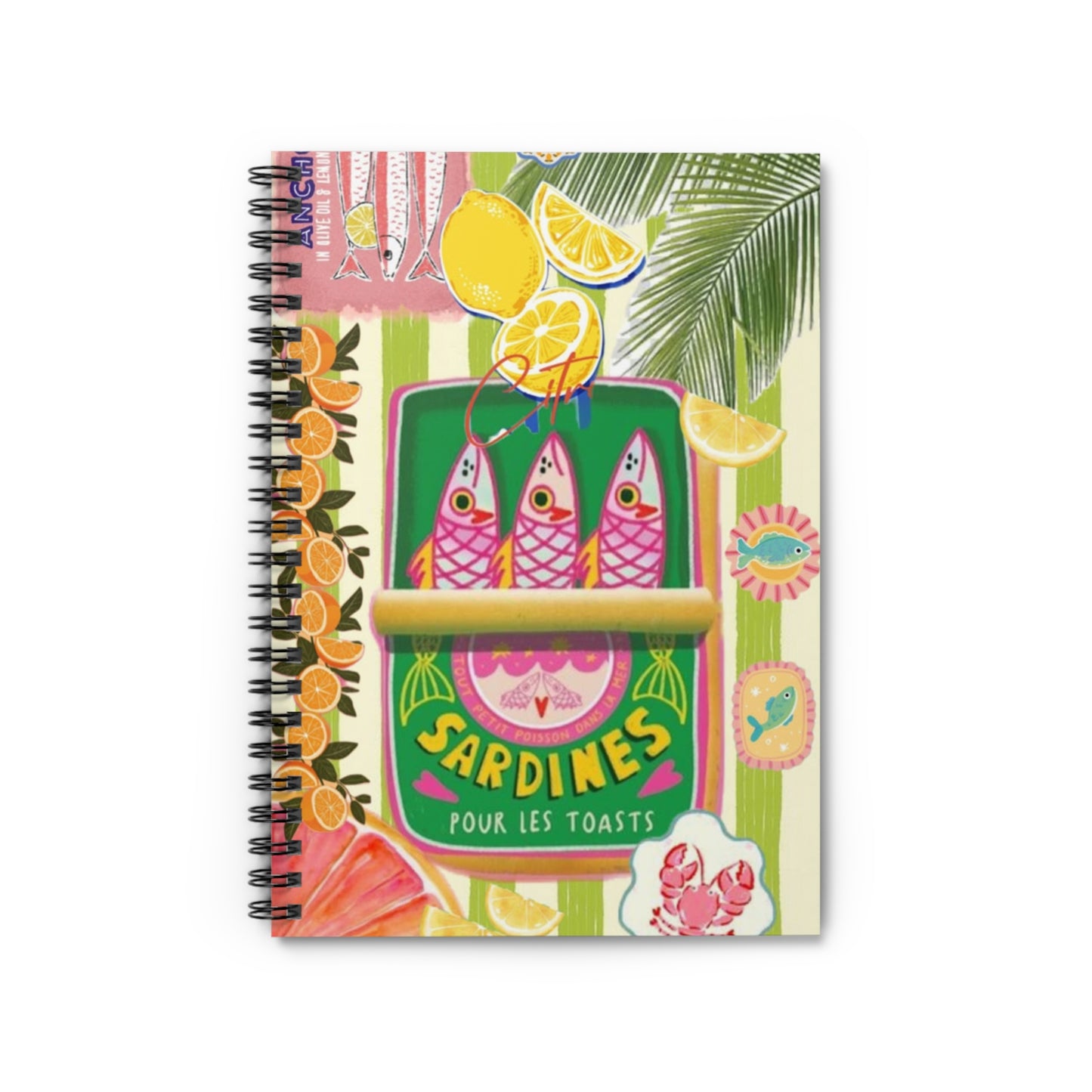 Sardines Spiral Notebook — Tropical Vintage Snack Art Ruled Journal