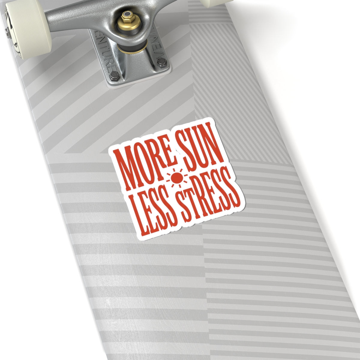 More Sun Less Stress Kiss-Cut Sticker | Y2K Slogan, Retro Typography