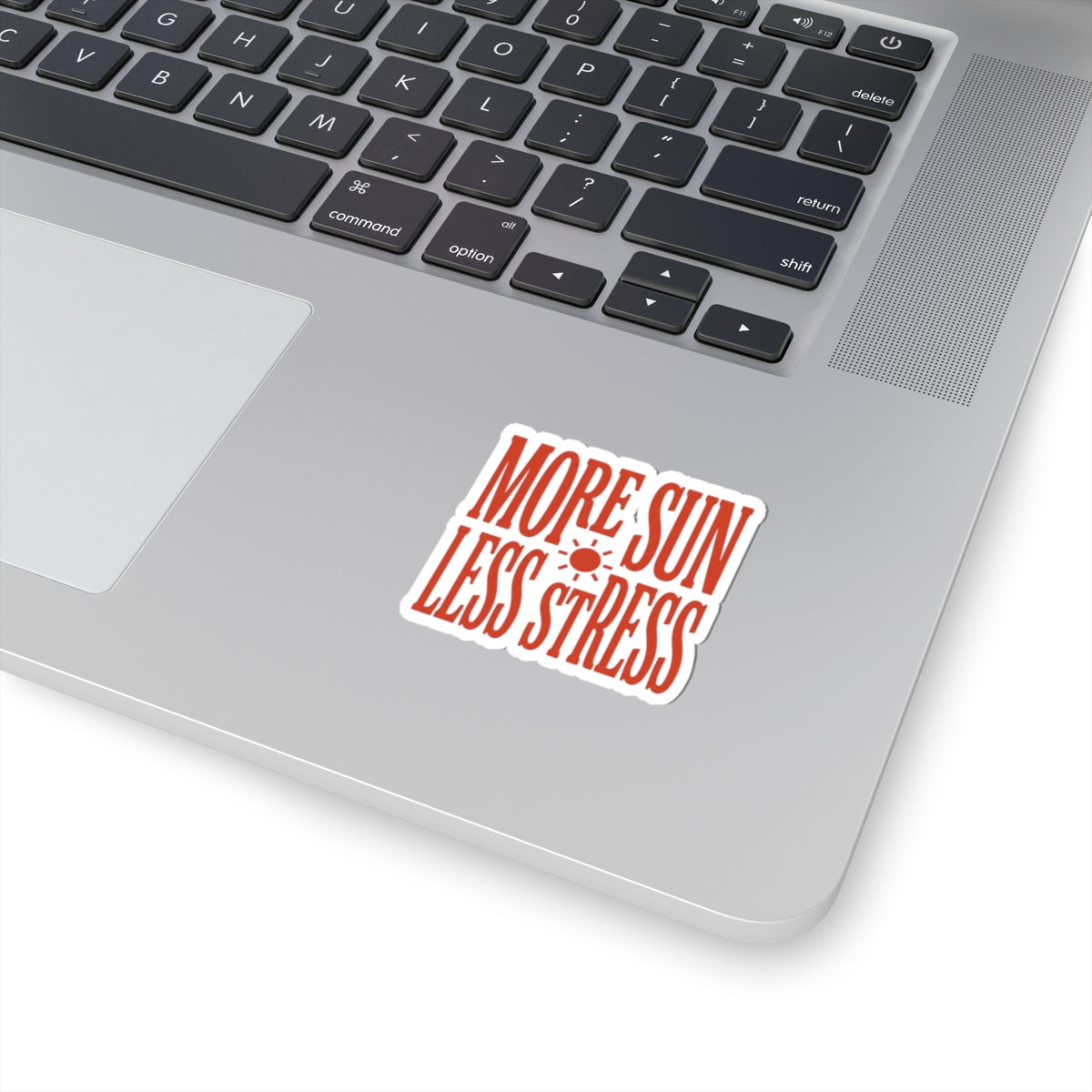 More Sun Less Stress Kiss-Cut Sticker | Y2K Slogan, Retro Typography