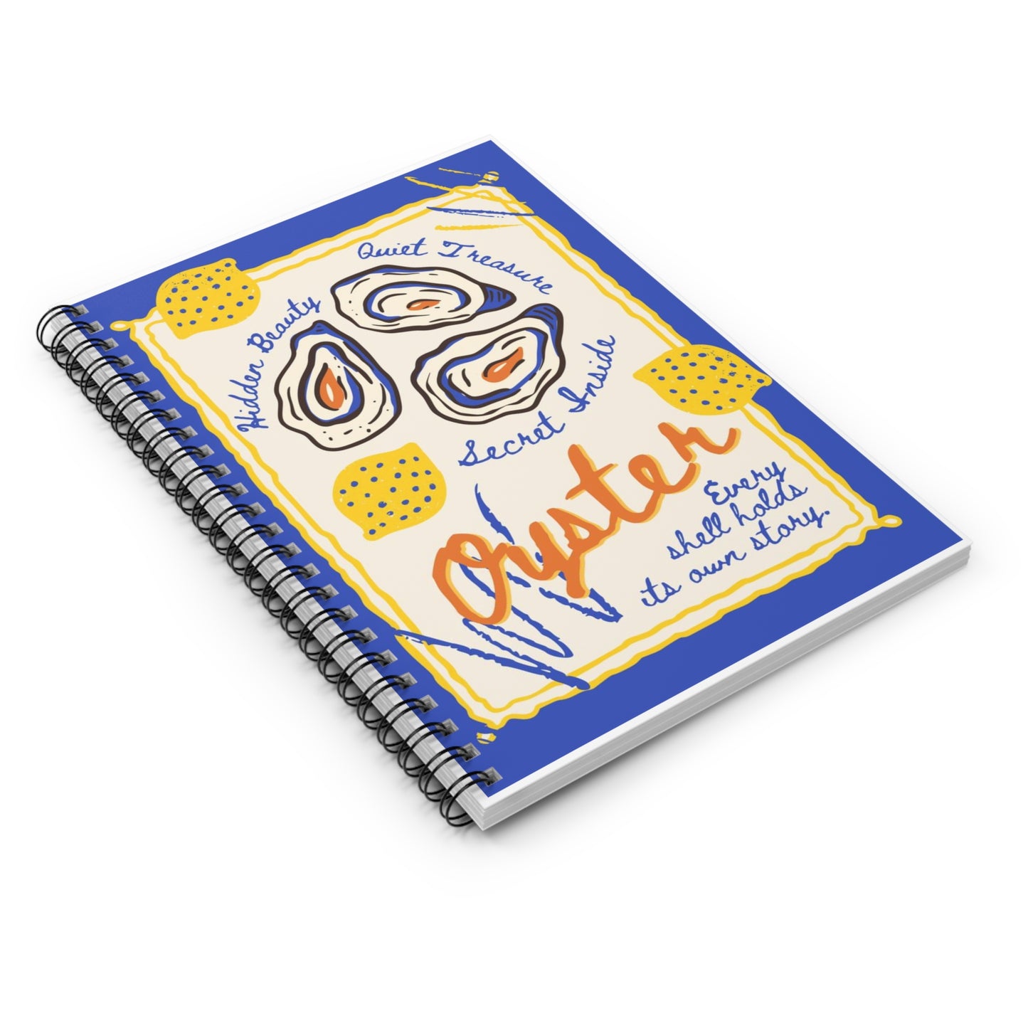 Oyster Illustration Spiral Notebook | Ruled Journal, Beach Shell Art