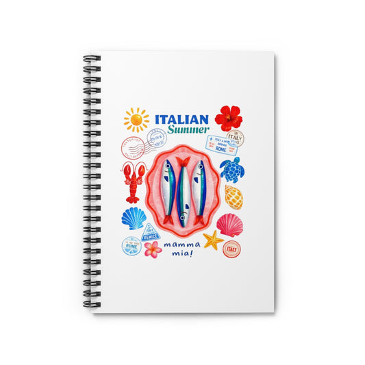 Italian Summer Spiral Notebook — 'Mamma Mia!' Coastal Illustration
