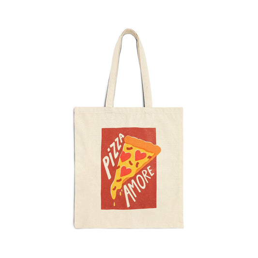Pizza Amore Tote Bag — Cute Canvas Grocery & Everyday Shopper